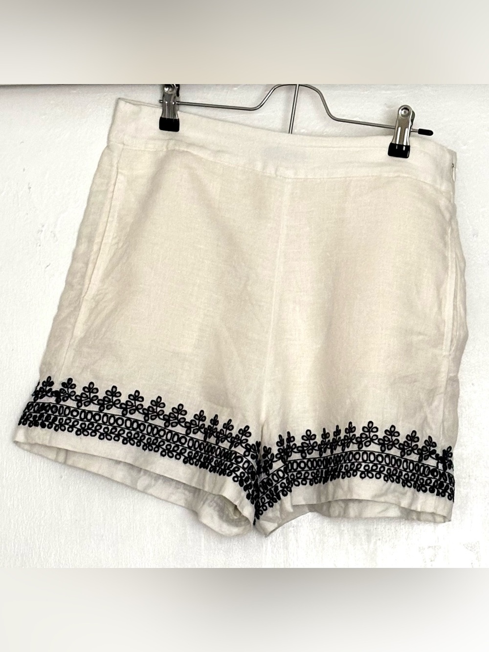 J.Crew Embroidered-Trim Beauchamps Linen Shorts Size 10